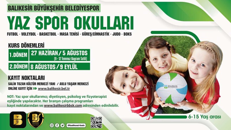 Balıkesir Büyükşehir Belediyespor Yaz Spor Okulları açılıyor.